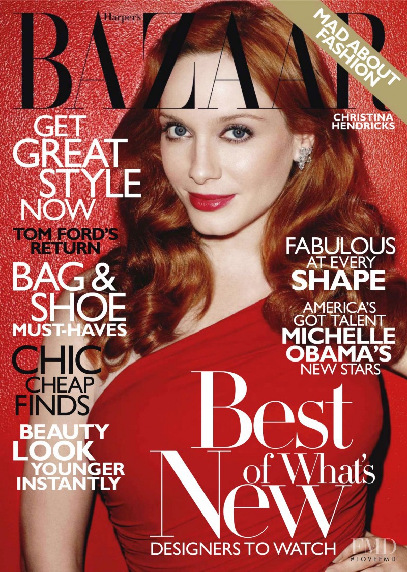 Christina Hendricks featured on the Harper\'s Bazaar USA cover from November 2010