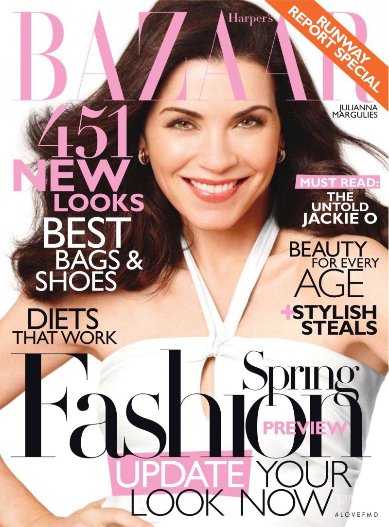 Julianna Margulies featured on the Harper\'s Bazaar USA cover from January 2011