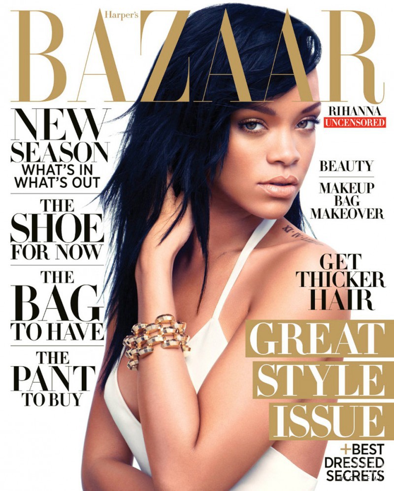 Rihanna featured on the Harper\'s Bazaar USA cover from August 2012