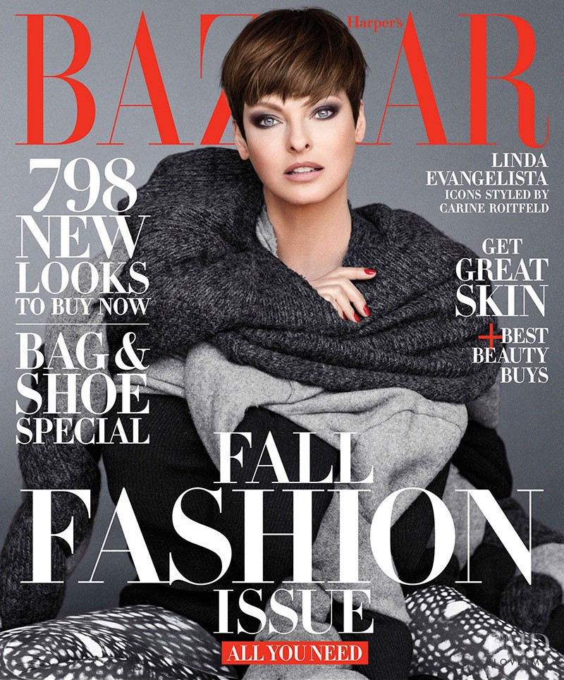 Eva Herzigova featured on the Harper\'s Bazaar USA cover from September 2014