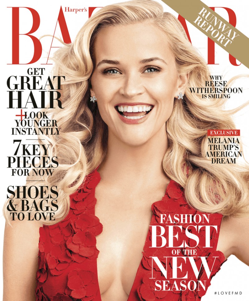 Reese Witherspoon featured on the Harper\'s Bazaar USA cover from February 2016