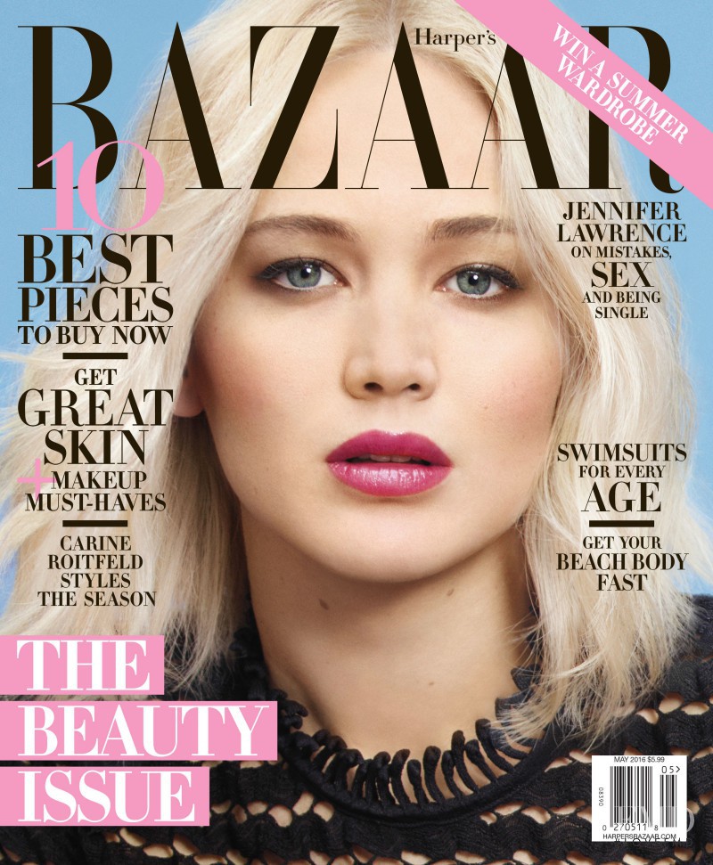Jennifer Lawrence featured on the Harper\'s Bazaar USA cover from May 2016