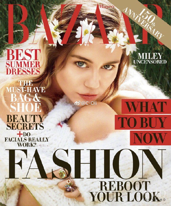 Miley Cyrus featured on the Harper\'s Bazaar USA cover from August 2017