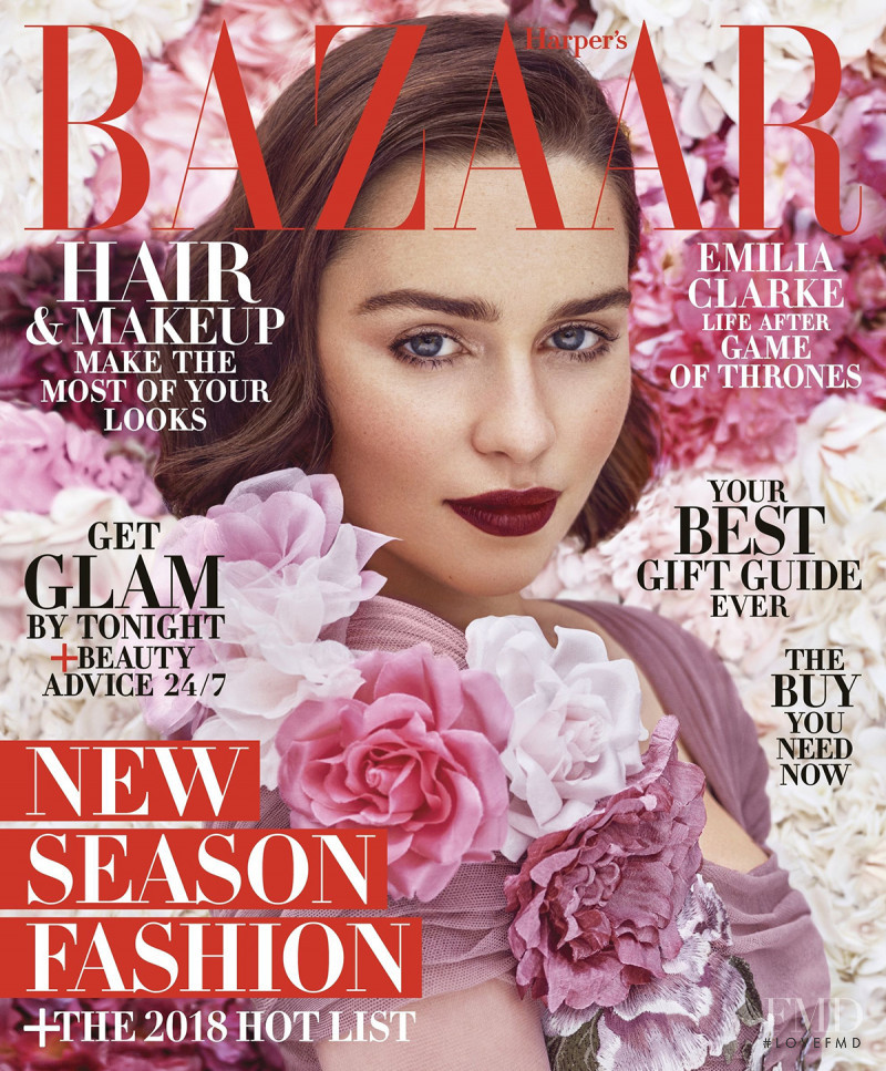 Emilia Clarke
 featured on the Harper\'s Bazaar USA cover from December 2017