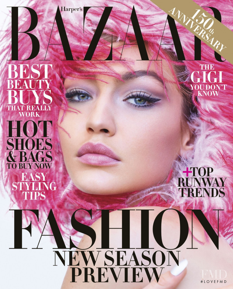 Gigi Hadid featured on the Harper\'s Bazaar USA cover from June 2017