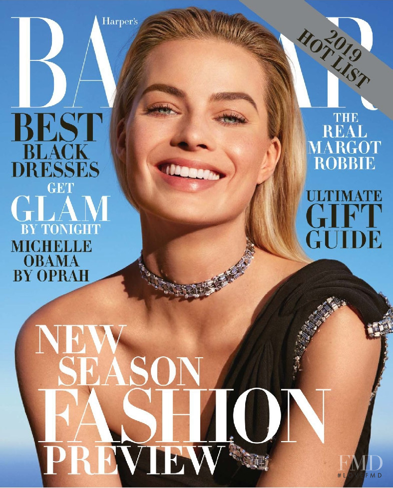 Margot Robbie featured on the Harper\'s Bazaar USA cover from December 2018