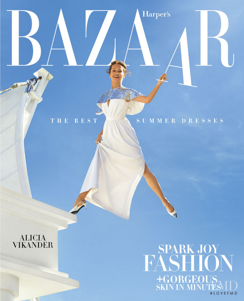 Abby Champion featured on the Harper\'s Bazaar USA cover from April 2019