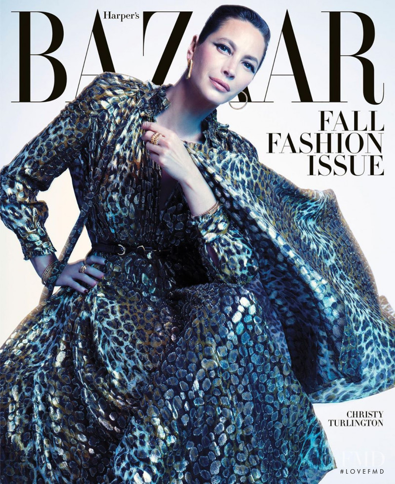 Christy Turlington featured on the Harper\'s Bazaar USA cover from September 2019
