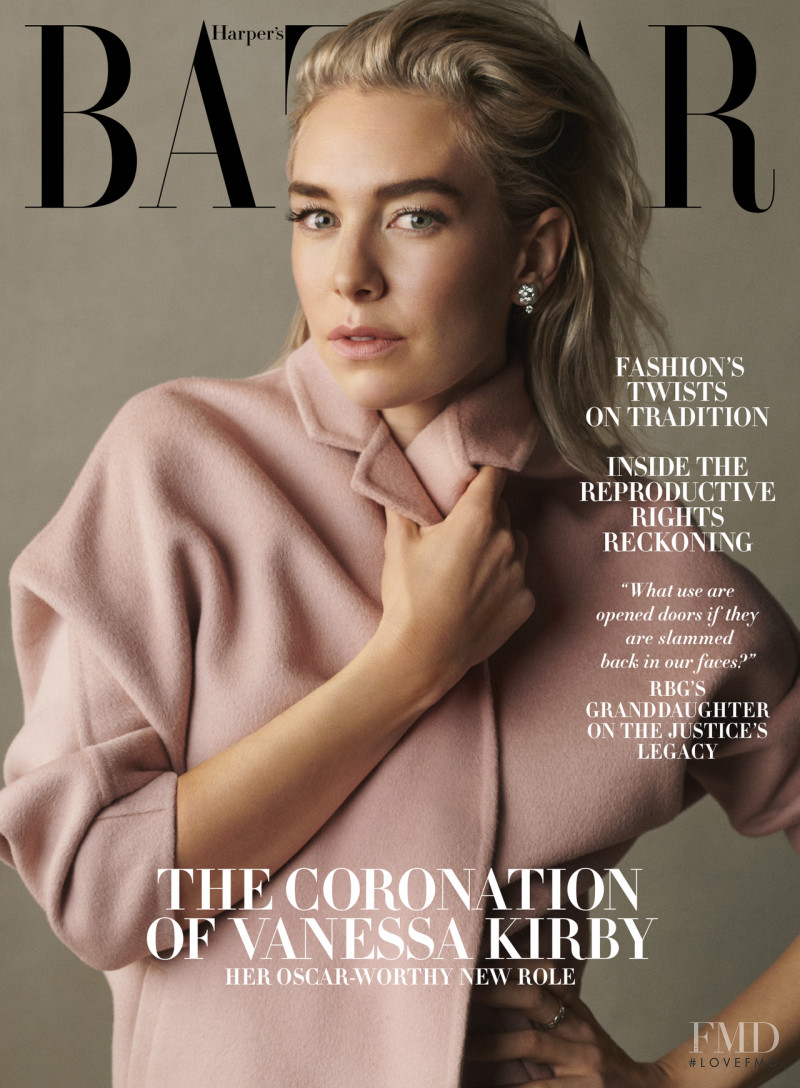 Vanessa Kirby featured on the Harper\'s Bazaar USA cover from December 2020