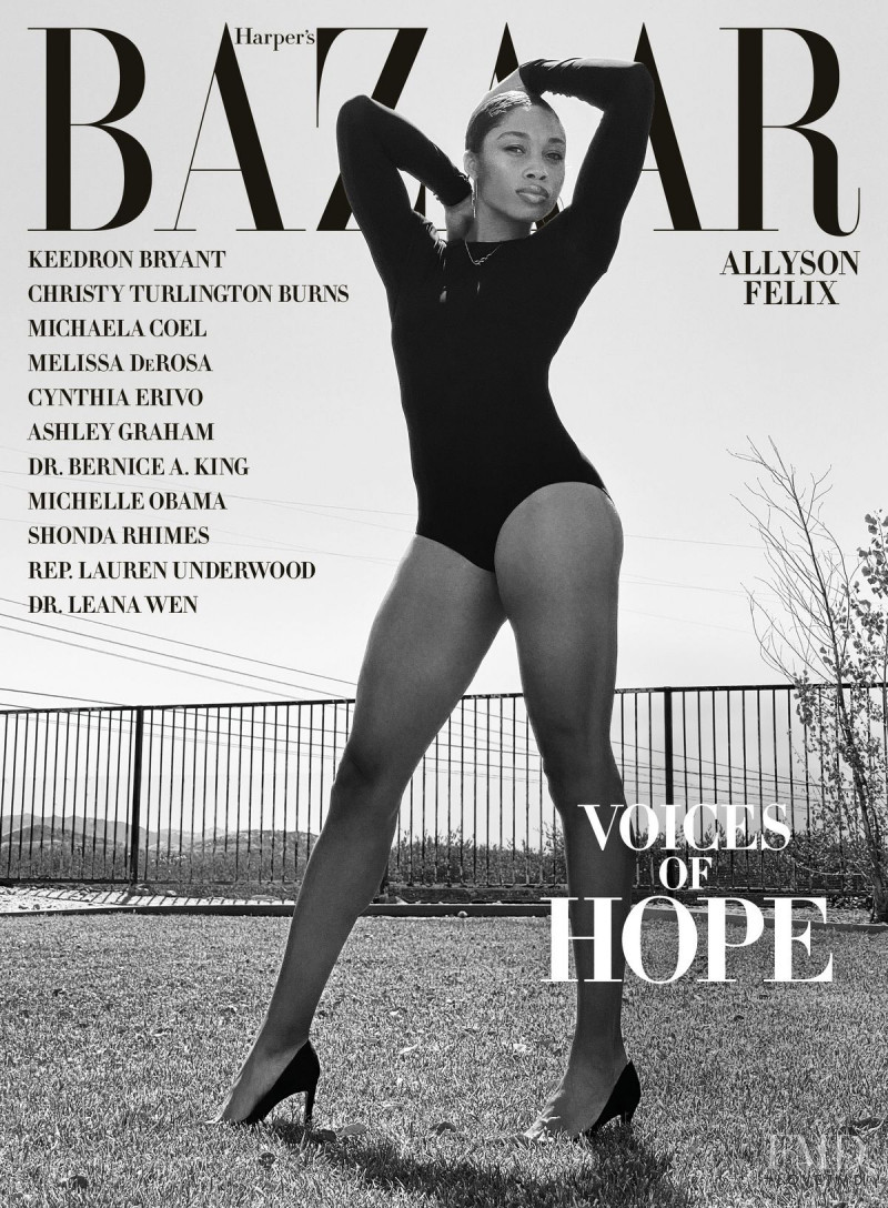 Allyson Felix featured on the Harper\'s Bazaar USA cover from July 2020