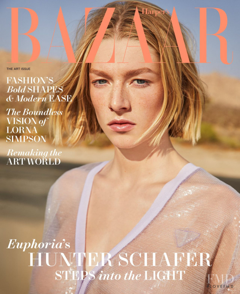 Hunter Schafer featured on the Harper\'s Bazaar USA cover from December 2021