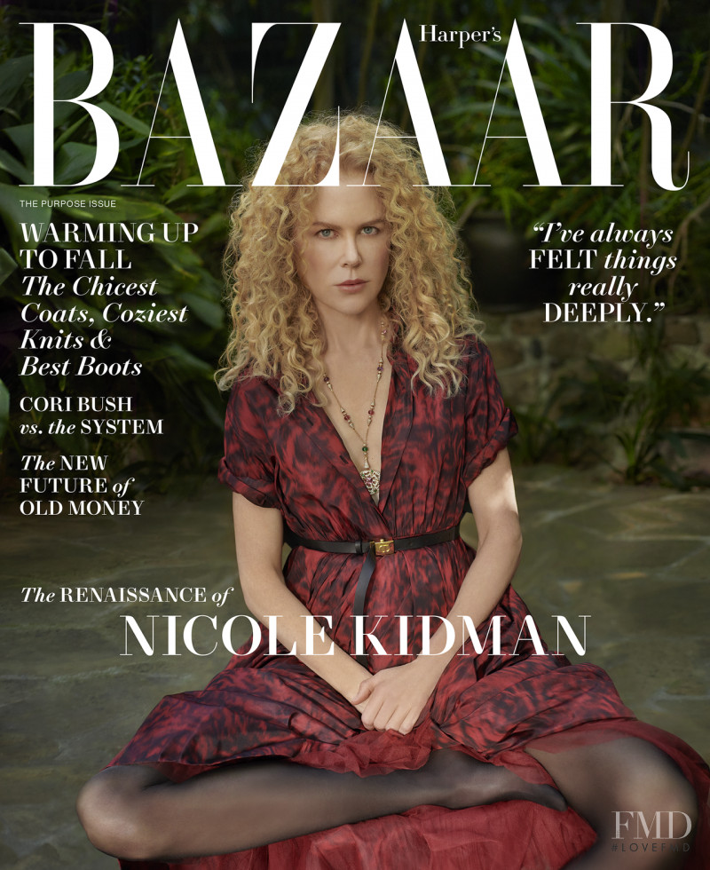 Nicole Kidman featured on the Harper\'s Bazaar USA cover from October 2021