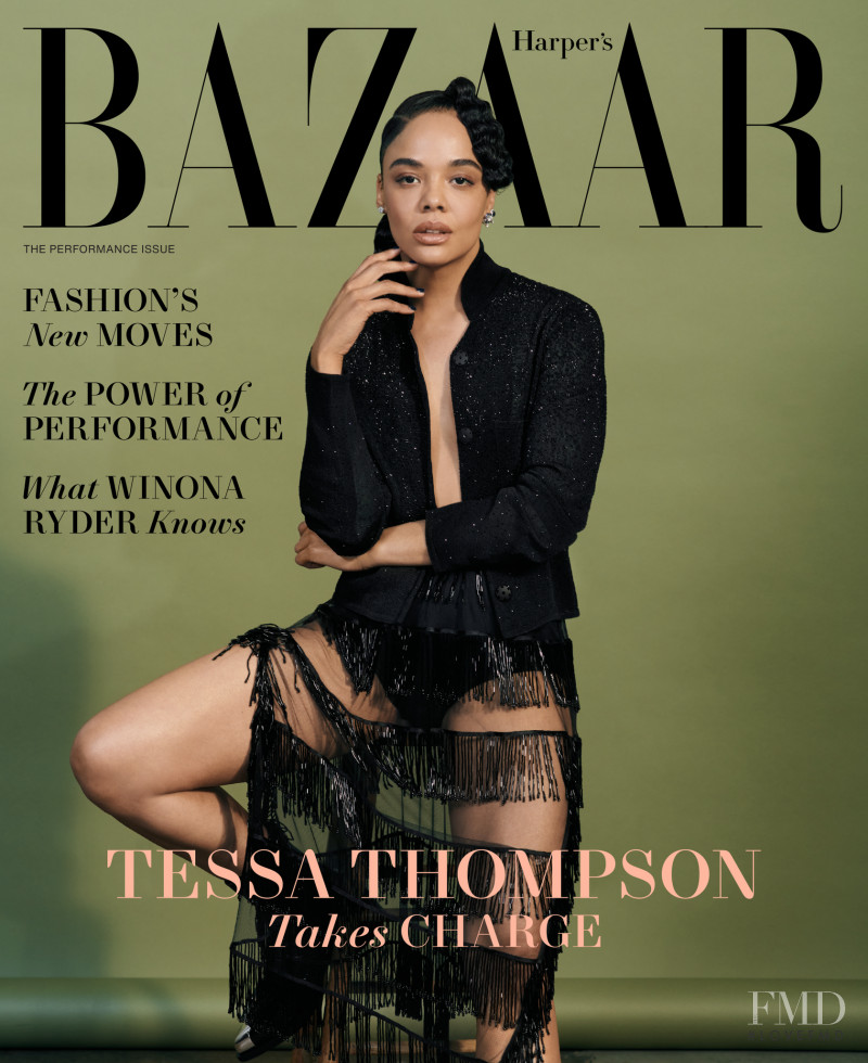Tessa Thompson featured on the Harper\'s Bazaar USA cover from August 2022