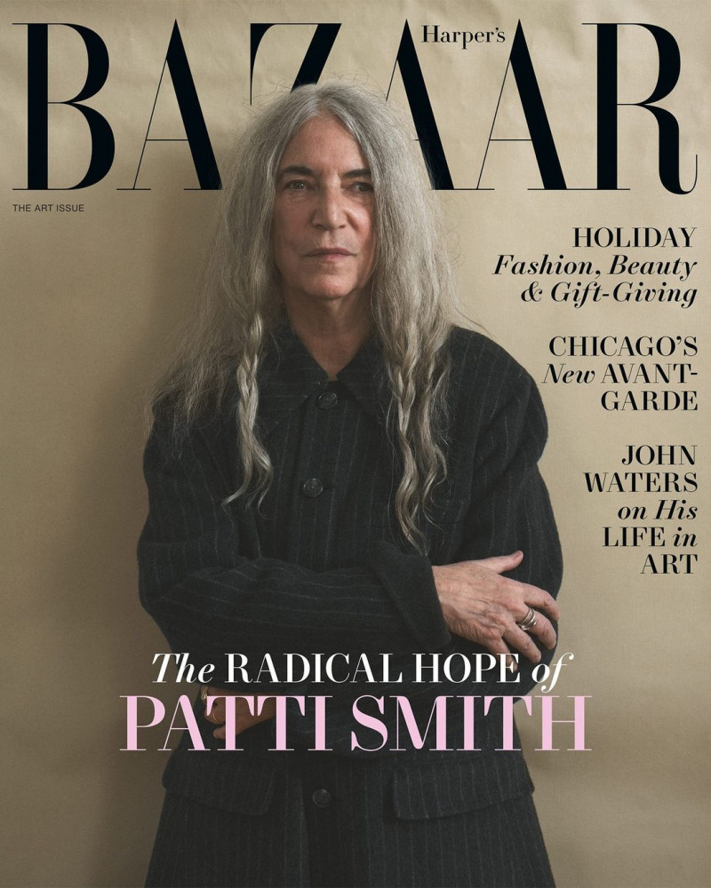 Patti Smith featured on the Harper\'s Bazaar USA cover from December 2022