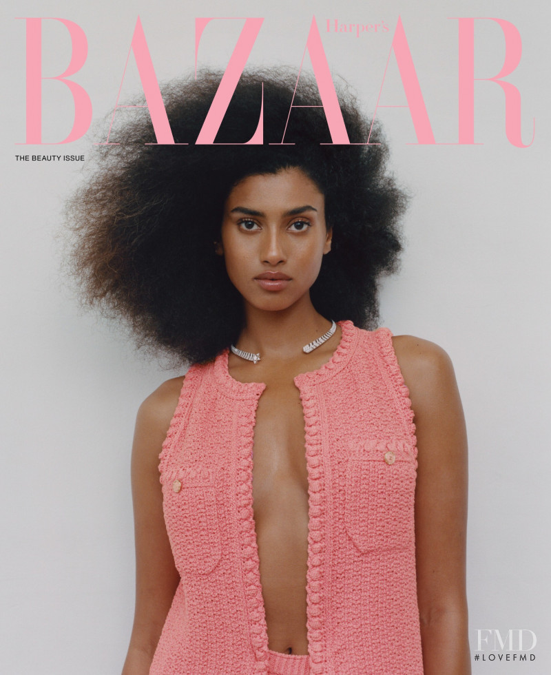 Imaan Hammam featured on the Harper\'s Bazaar USA cover from May 2022