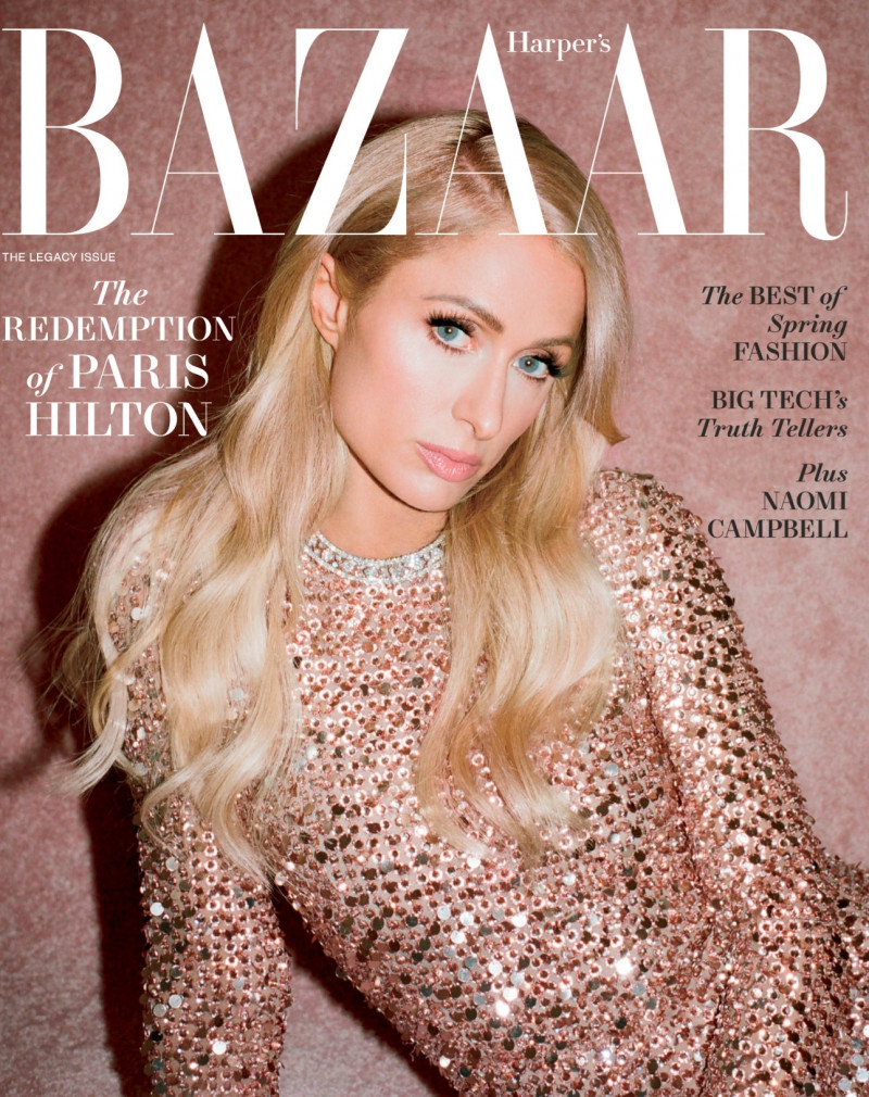 Paris Hilton featured on the Harper\'s Bazaar USA cover from March 2023