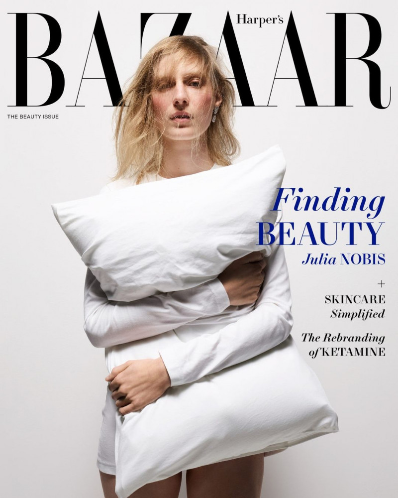 Julia Nobis featured on the Harper\'s Bazaar USA cover from May 2023