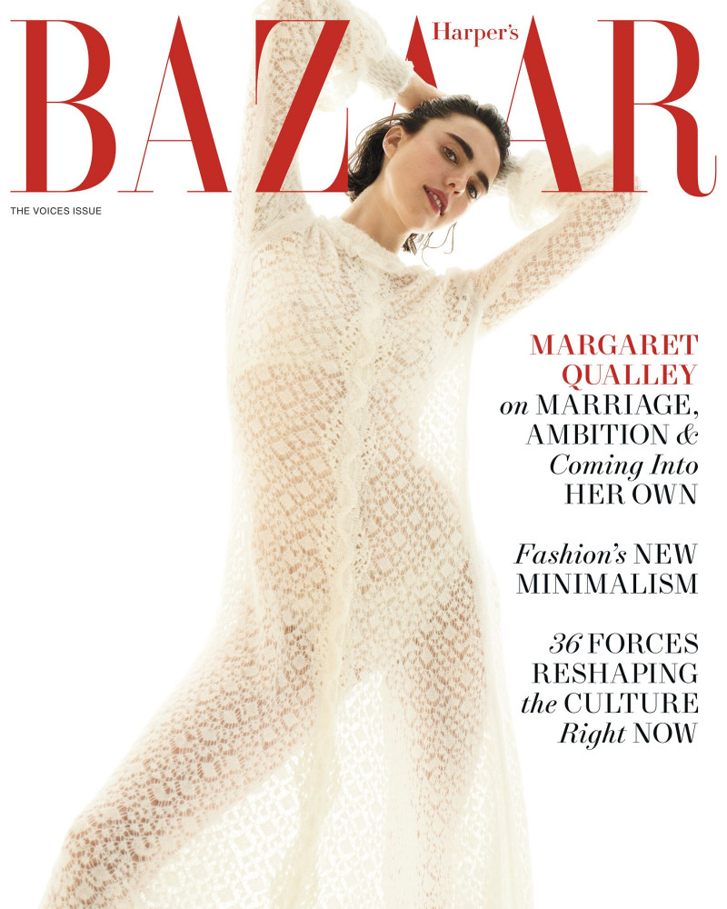 Margaret Qualley featured on the Harper\'s Bazaar USA cover from October 2023