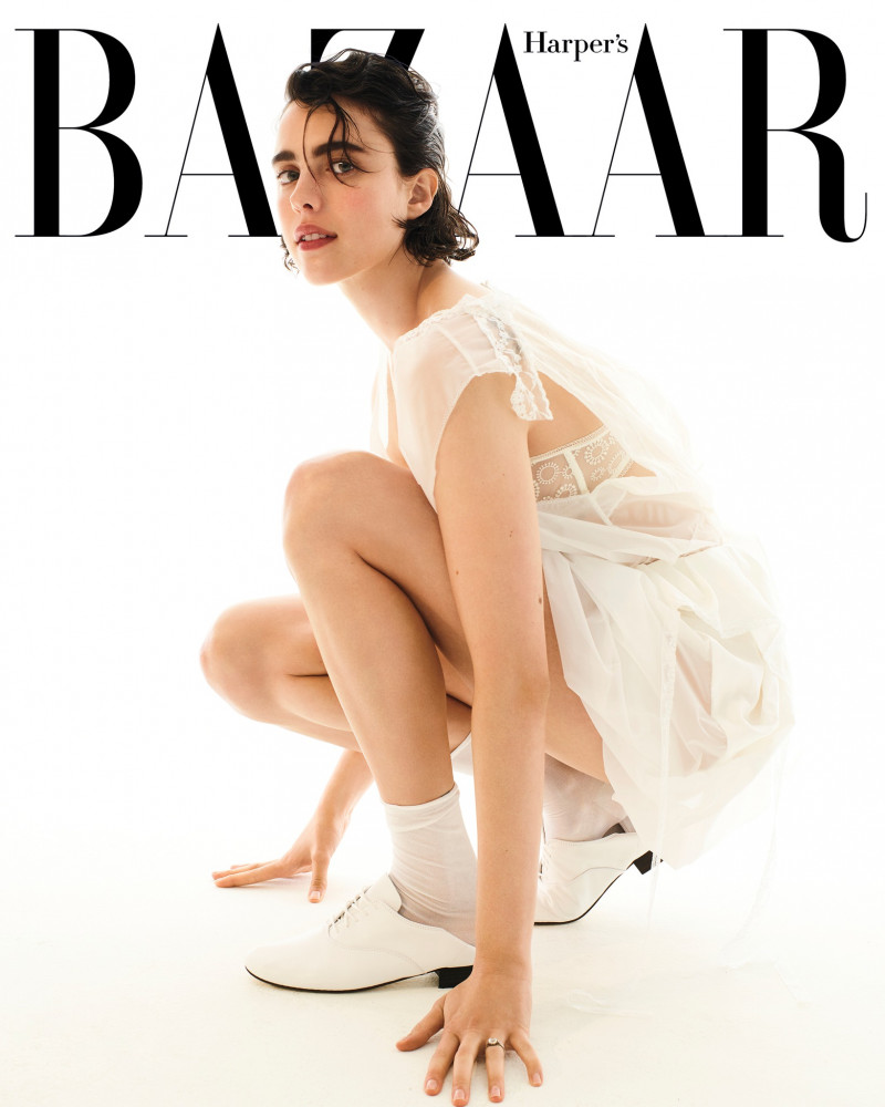 Margaret Qualley featured on the Harper\'s Bazaar USA cover from October 2023