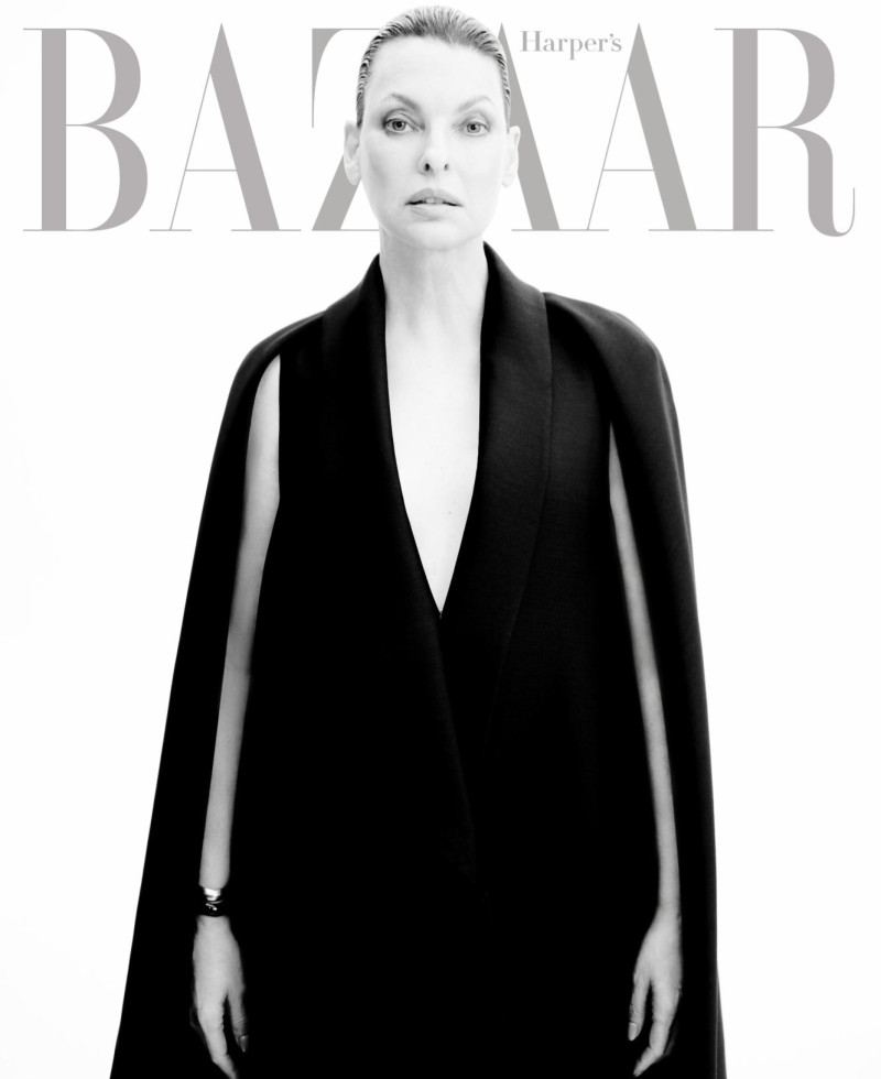 Linda Evangelista featured on the Harper\'s Bazaar USA cover from May 2025