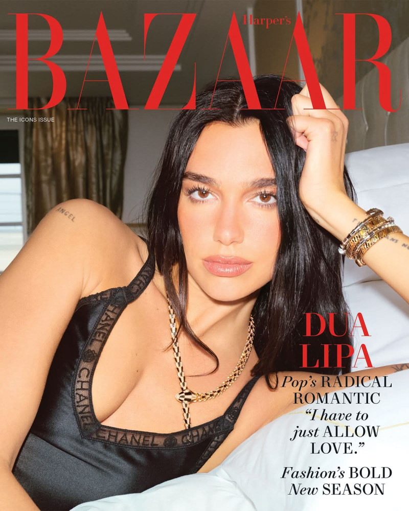 Dua Lipa featured on the Harper\'s Bazaar USA cover from September 2025
