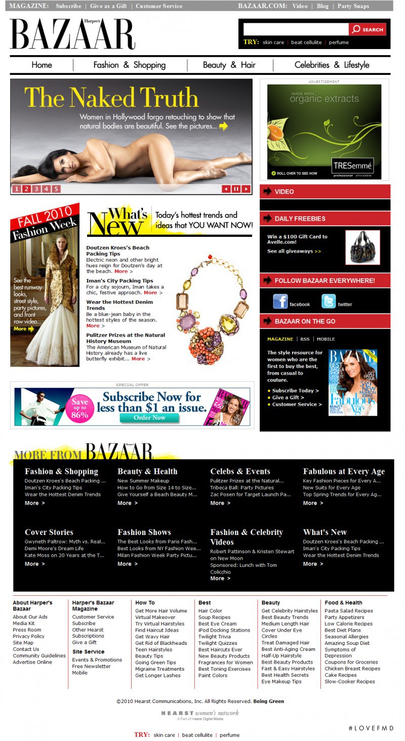  featured on the HarpersBazaar.com screen from April 2010