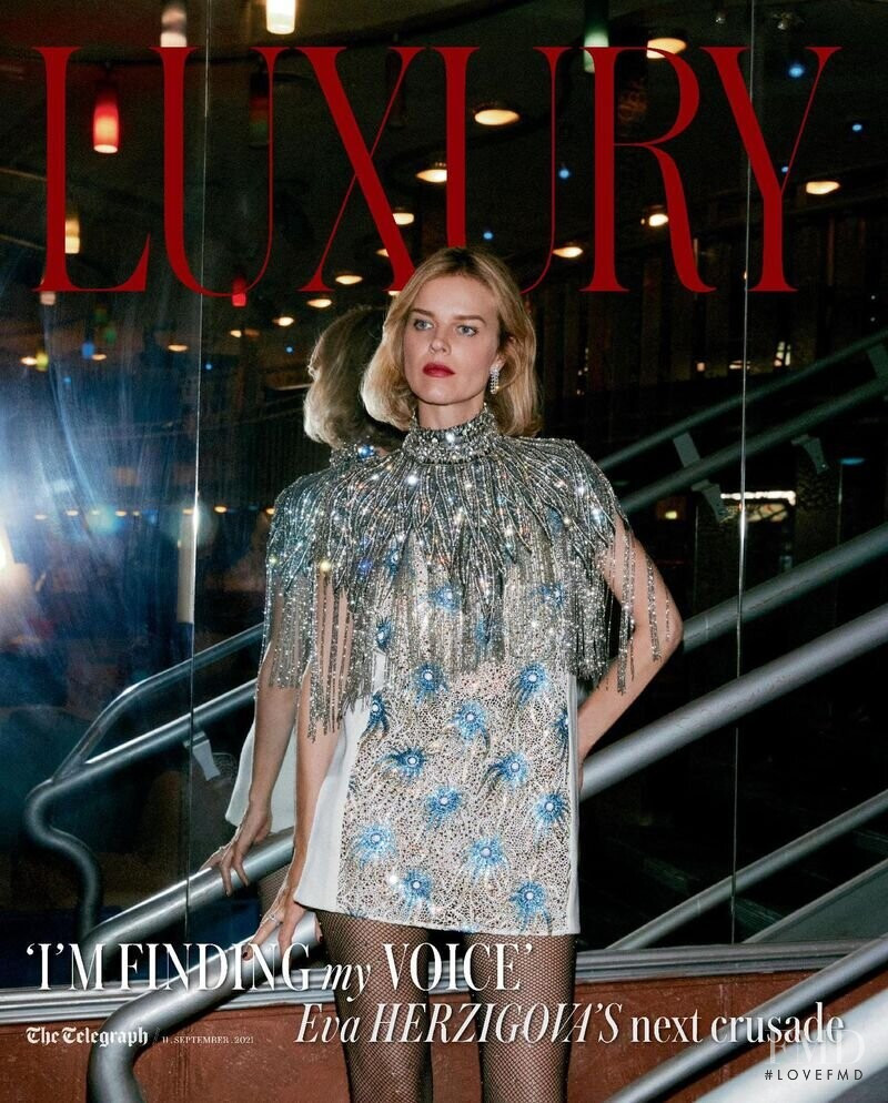 Eva Herzigova featured on the Telegraph Luxury  cover from September 2021