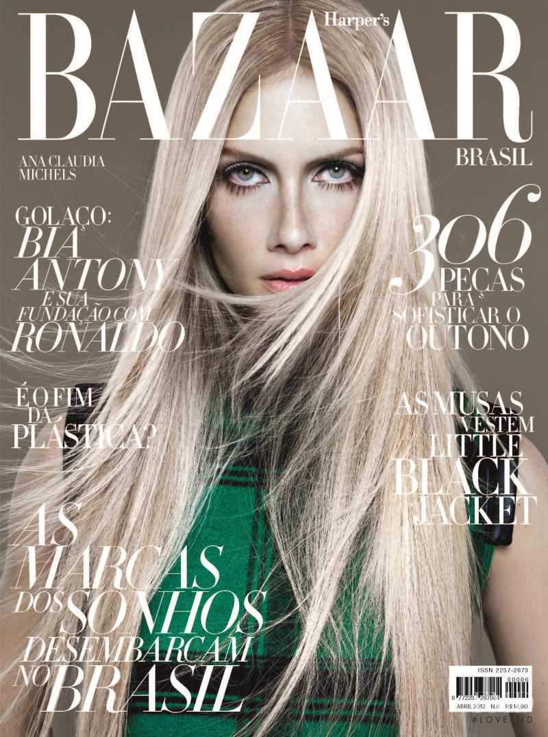 Ana Claudia Michels featured on the Harper\'s Bazaar Brazil cover from April 2012