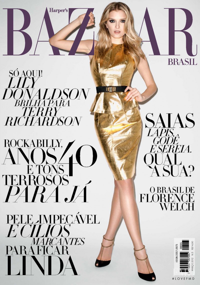 Lily Donaldson featured on the Harper\'s Bazaar Brazil cover from March 2012
