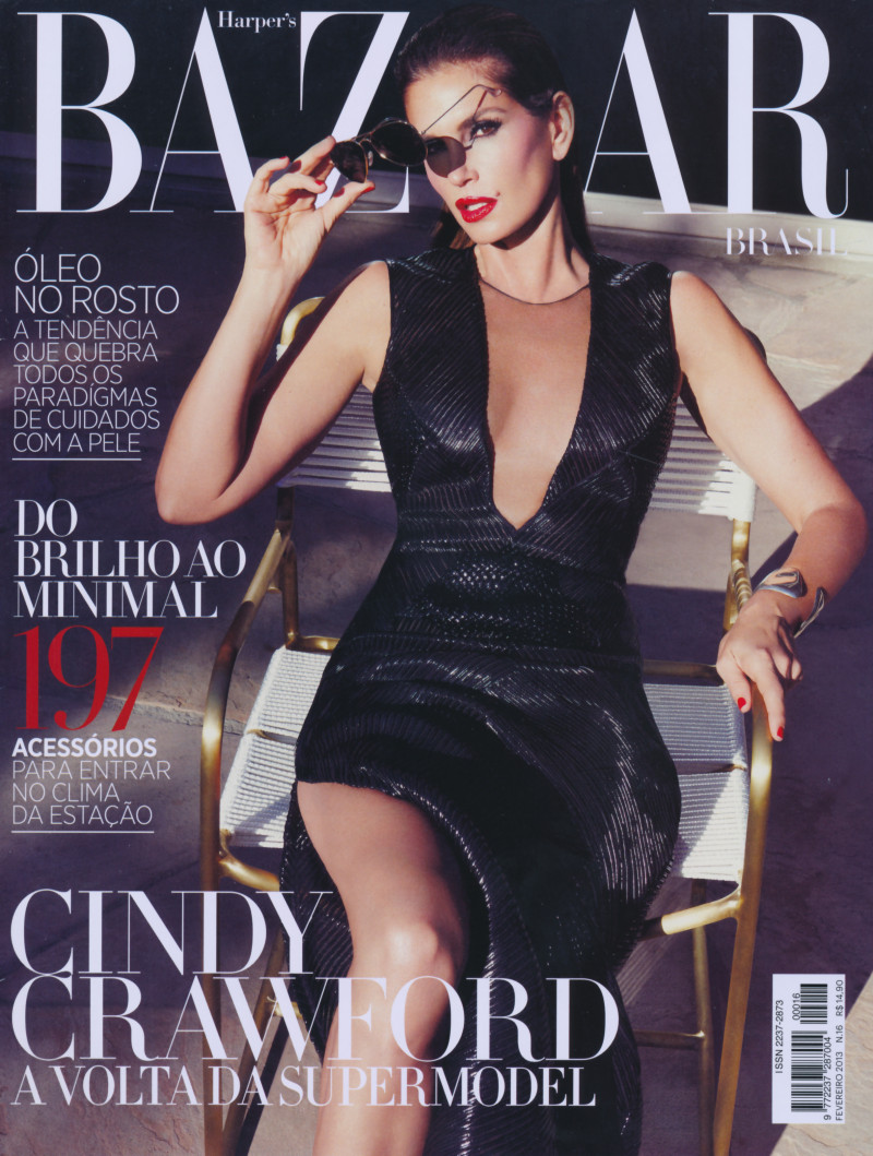 Cindy Crawford featured on the Harper\'s Bazaar Brazil cover from February 2013