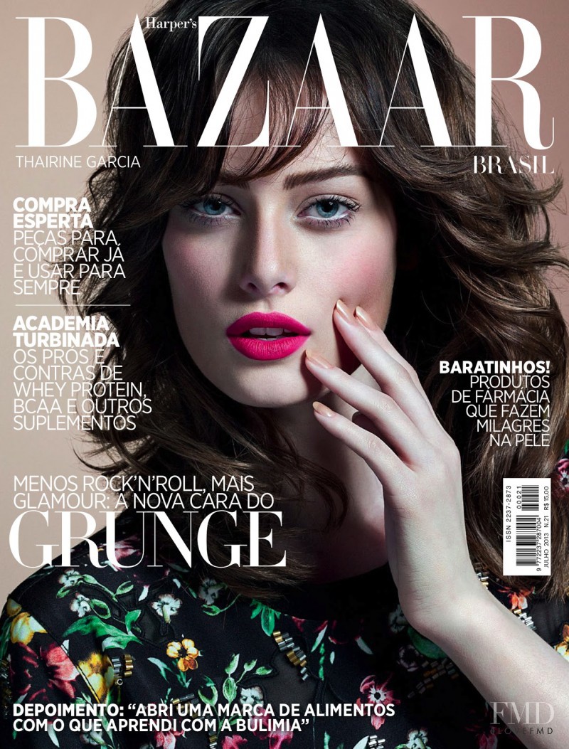 Thairine García featured on the Harper\'s Bazaar Brazil cover from July 2013