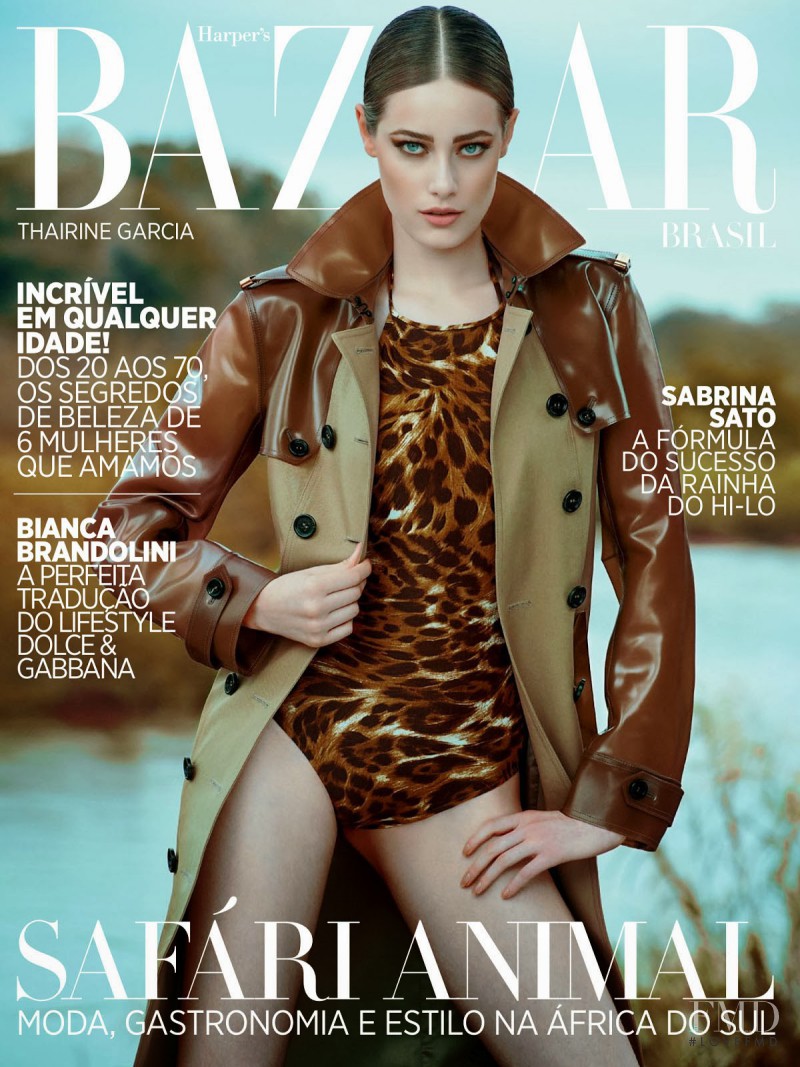 Thairine García featured on the Harper\'s Bazaar Brazil cover from October 2013