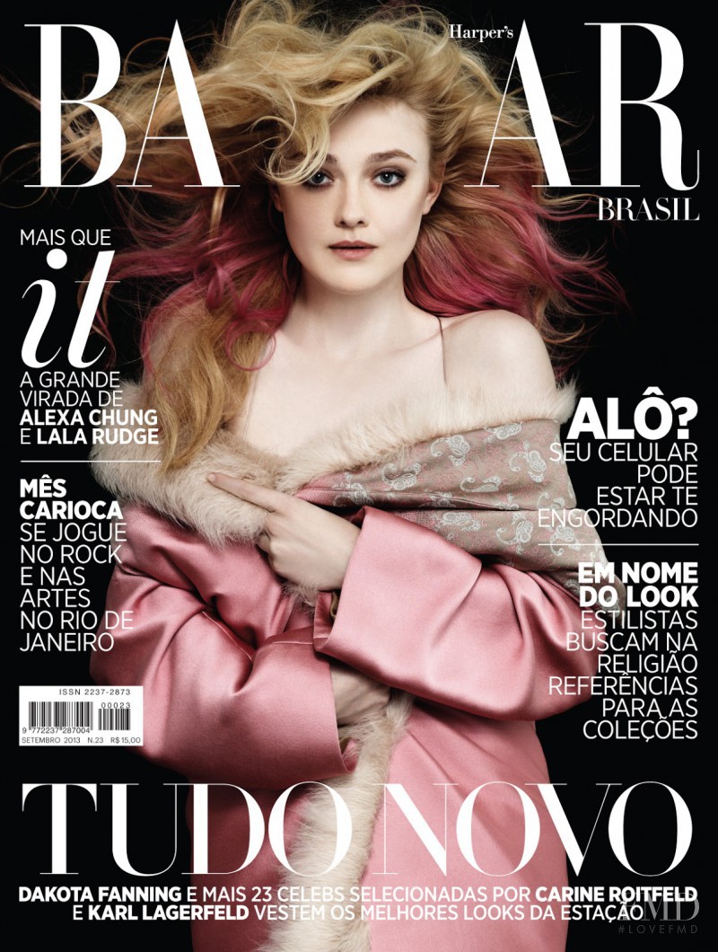 Dakota Fanning featured on the Harper\'s Bazaar Brazil cover from September 2013