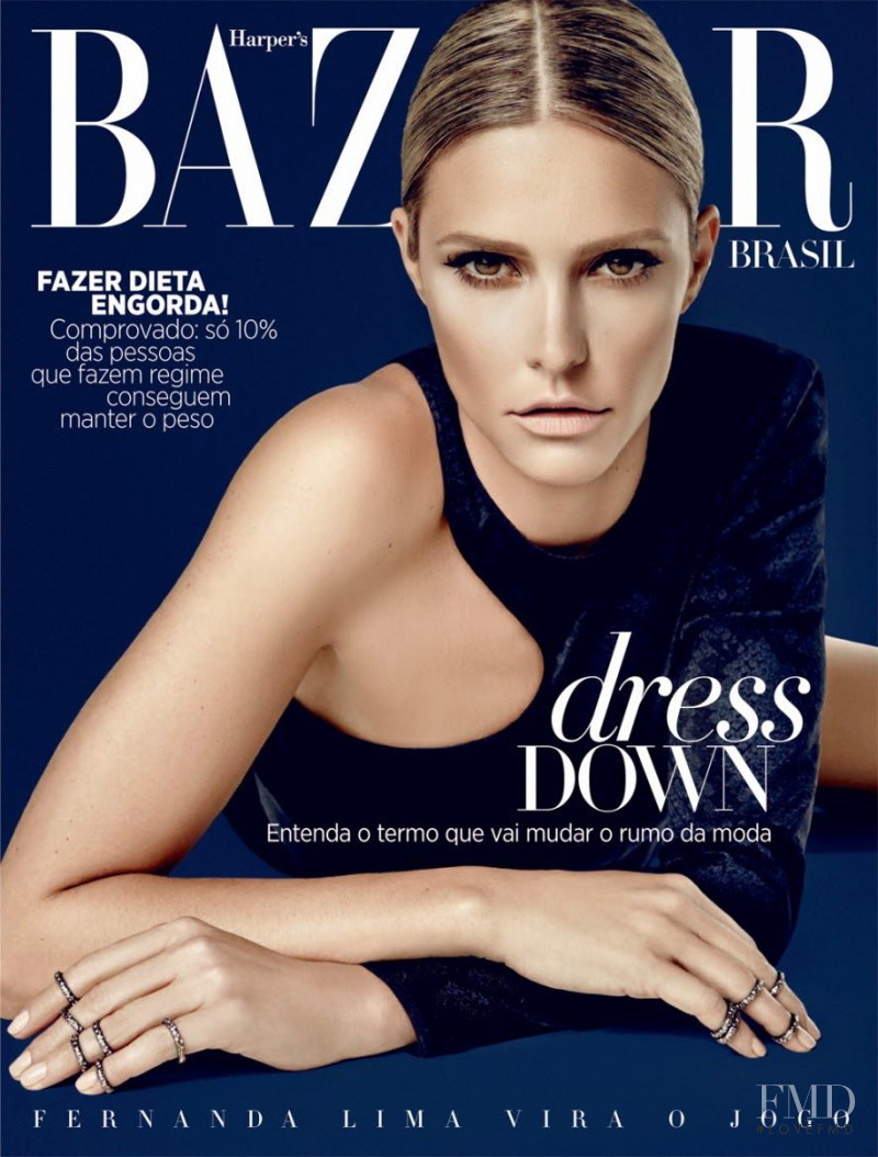 Fernanda Lima featured on the Harper\'s Bazaar Brazil cover from April 2014