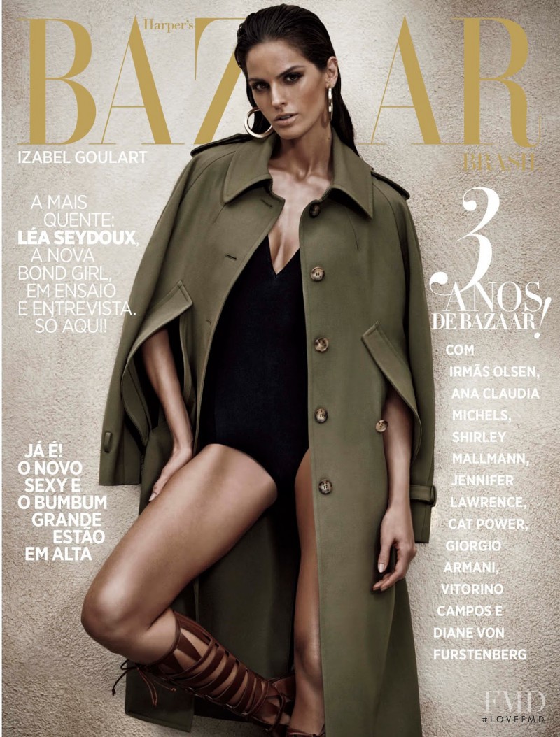 Izabel Goulart featured on the Harper\'s Bazaar Brazil cover from November 2014