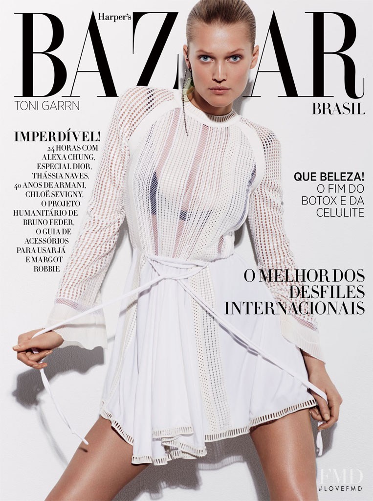 Toni Garrn featured on the Harper\'s Bazaar Brazil cover from April 2015