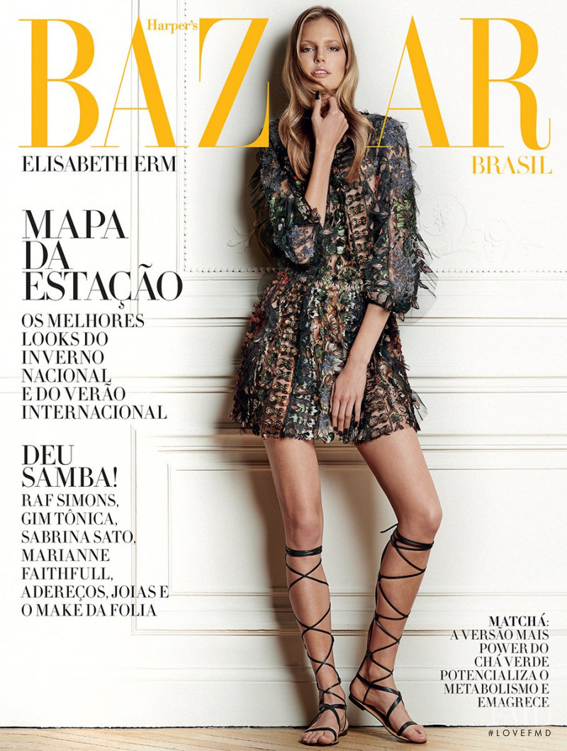 Elisabeth Erm featured on the Harper\'s Bazaar Brazil cover from February 2015