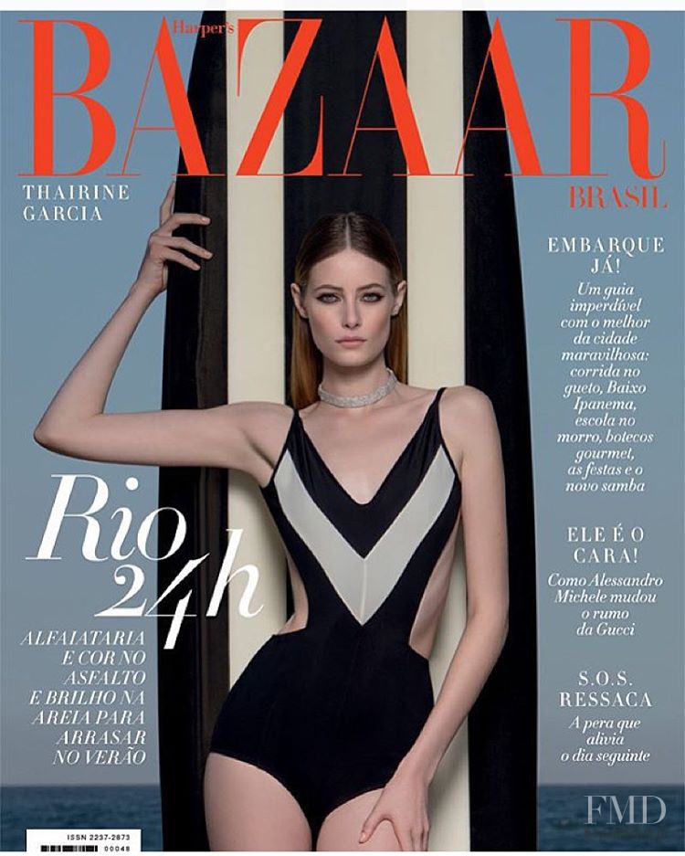 Thairine García featured on the Harper\'s Bazaar Brazil cover from October 2015