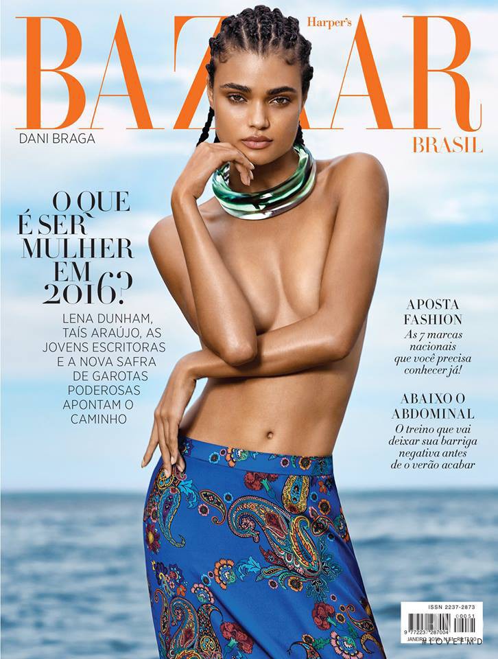 Daniela Braga featured on the Harper\'s Bazaar Brazil cover from January 2016