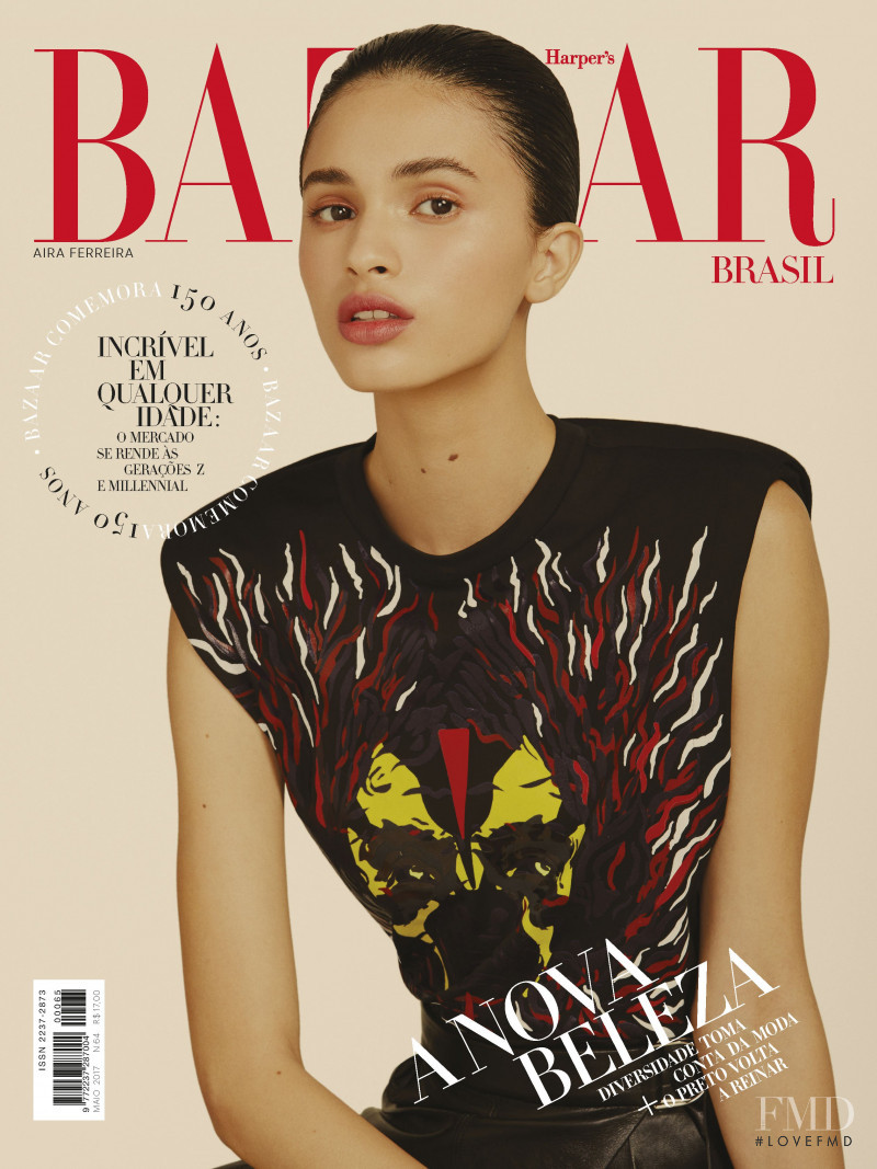 Aira Ferreira featured on the Harper\'s Bazaar Brazil cover from May 2017