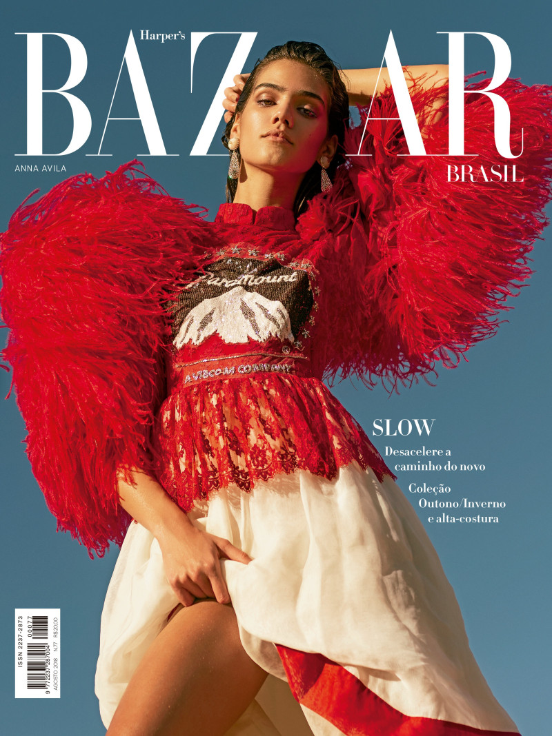 Anna Avila featured on the Harper\'s Bazaar Brazil cover from August 2018