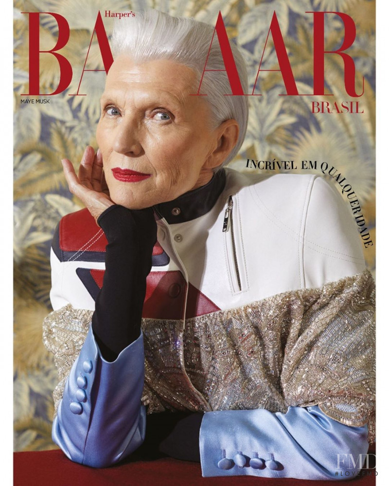 Maye Musk featured on the Harper\'s Bazaar Brazil cover from October 2019