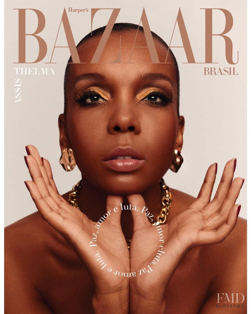 Thelma Assis featured on the Harper\'s Bazaar Brazil cover from July 2020