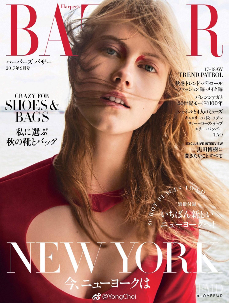 Julie Hoomans featured on the Harper\'s Bazaar Japan cover from September 2017