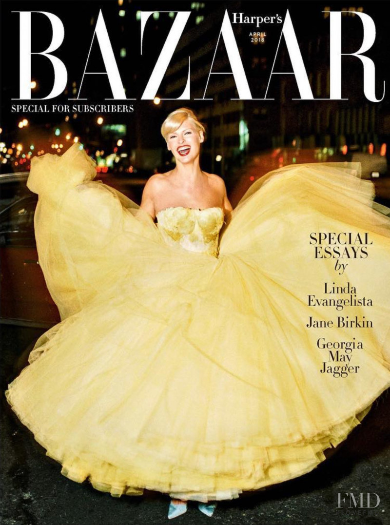 Linda Evangelista featured on the Harper\'s Bazaar Japan cover from April 2018