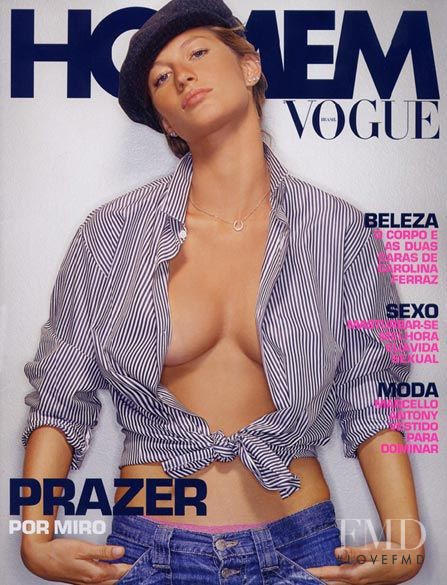 Gisele Bundchen featured on the Vogue Homem Brazil cover from August 2003