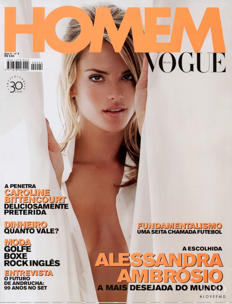 Alessandra Ambrosio featured on the Vogue Homem Brazil cover from April 2005