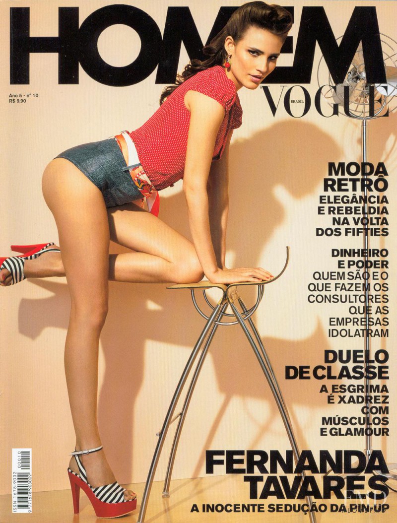 Fernanda Tavares featured on the Vogue Homem Brazil cover from March 2006
