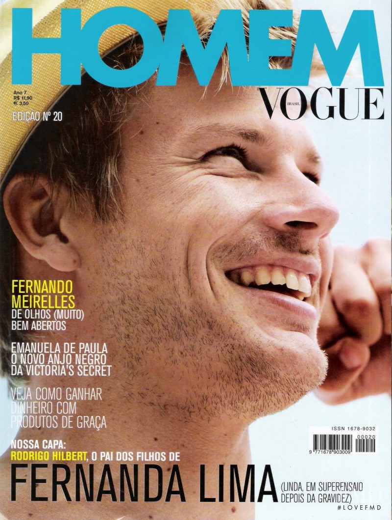 Rodrigo Hilbert featured on the Vogue Homem Brazil cover from July 2008