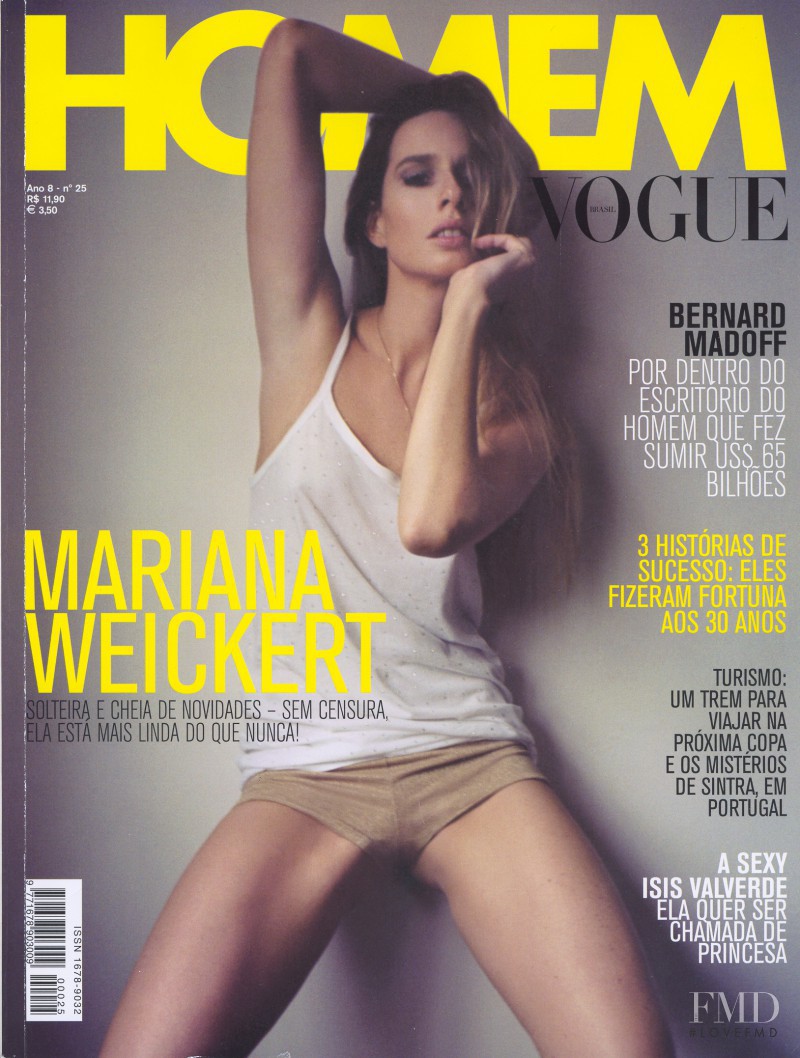 Mariana Weickert featured on the Vogue Homem Brazil cover from August 2009